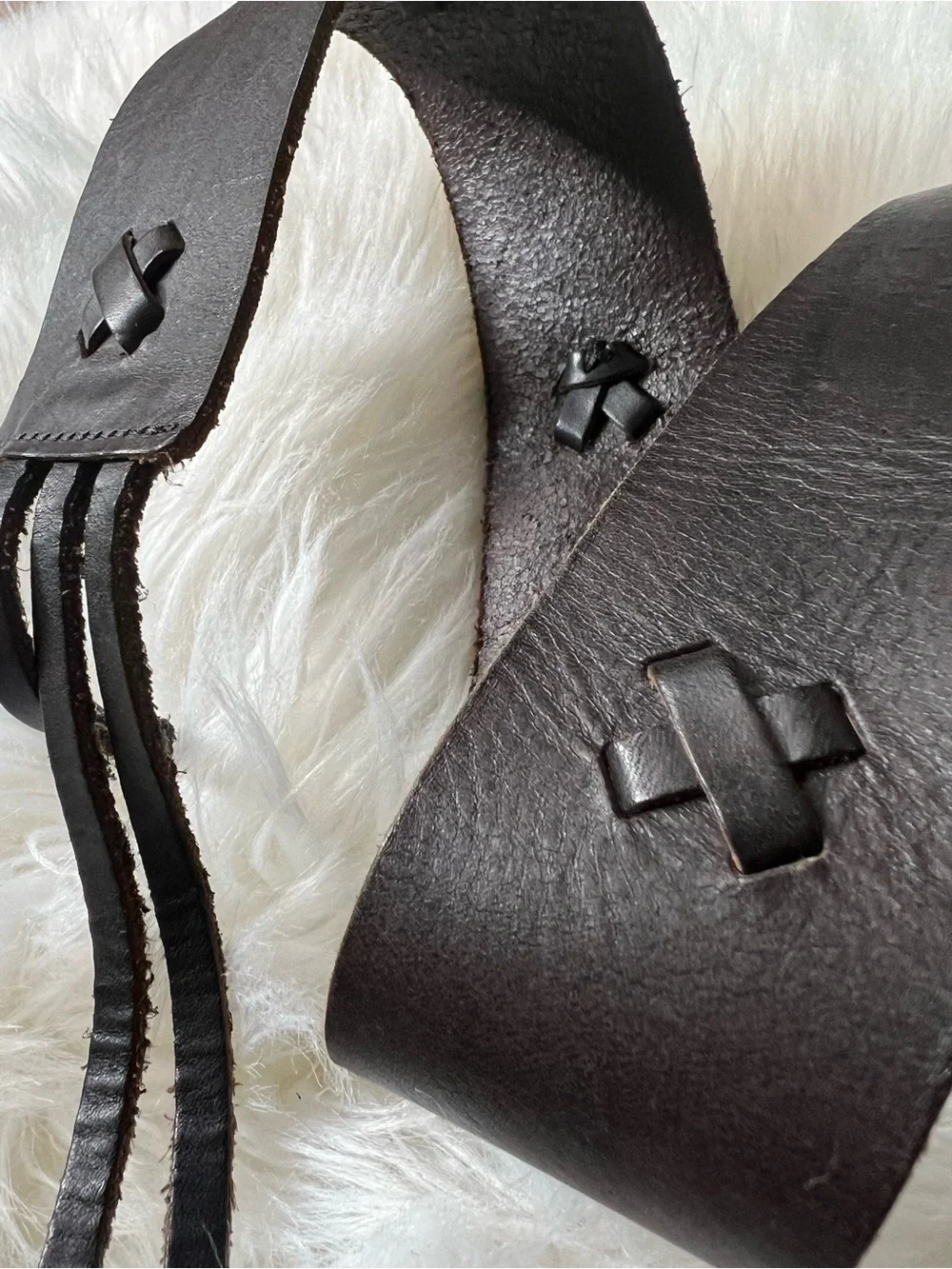 Vintage GAP Leather Belt Italy Made Boho Western Tie Front Tassels Cowgirl Chic